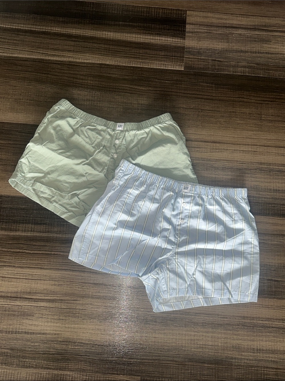 GAP Two-Pack Boxer Shorts — Green & Light Blue Stripe